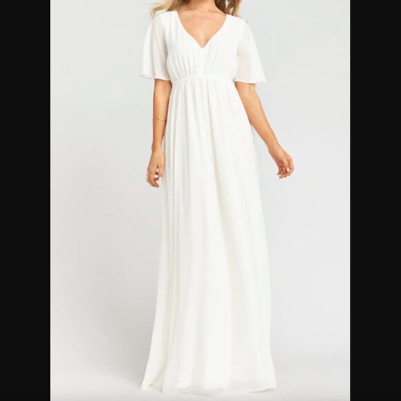 Show Me Your Mumu Emily Empire Maxi Dress in Wedding Cake Chiffon sz M - Picture 1 of 6